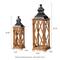 Glitzhome® Farmhouse Antique Diamond Wood & Metal Lanterns Set